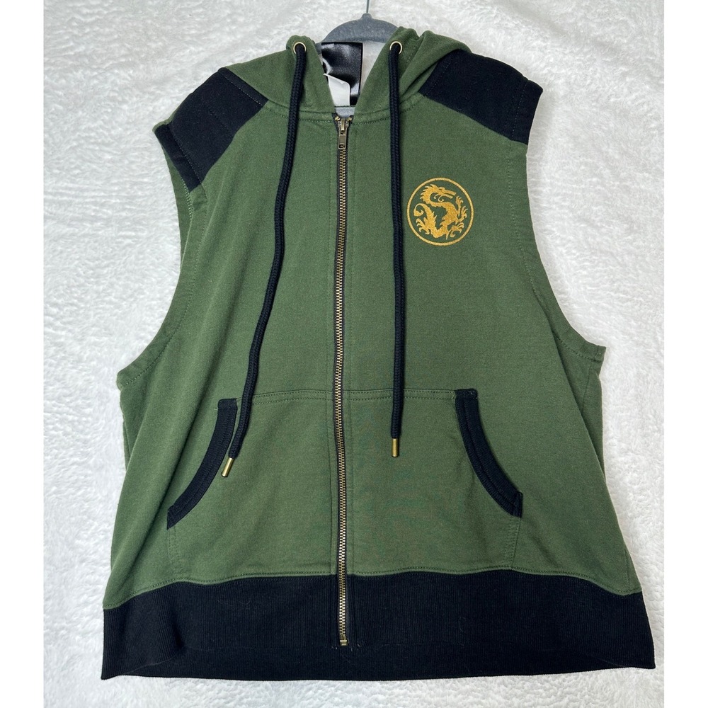 Her Universe Disney Mulan Sleeveless Hoodie Vest Womens Medium Green Dragon